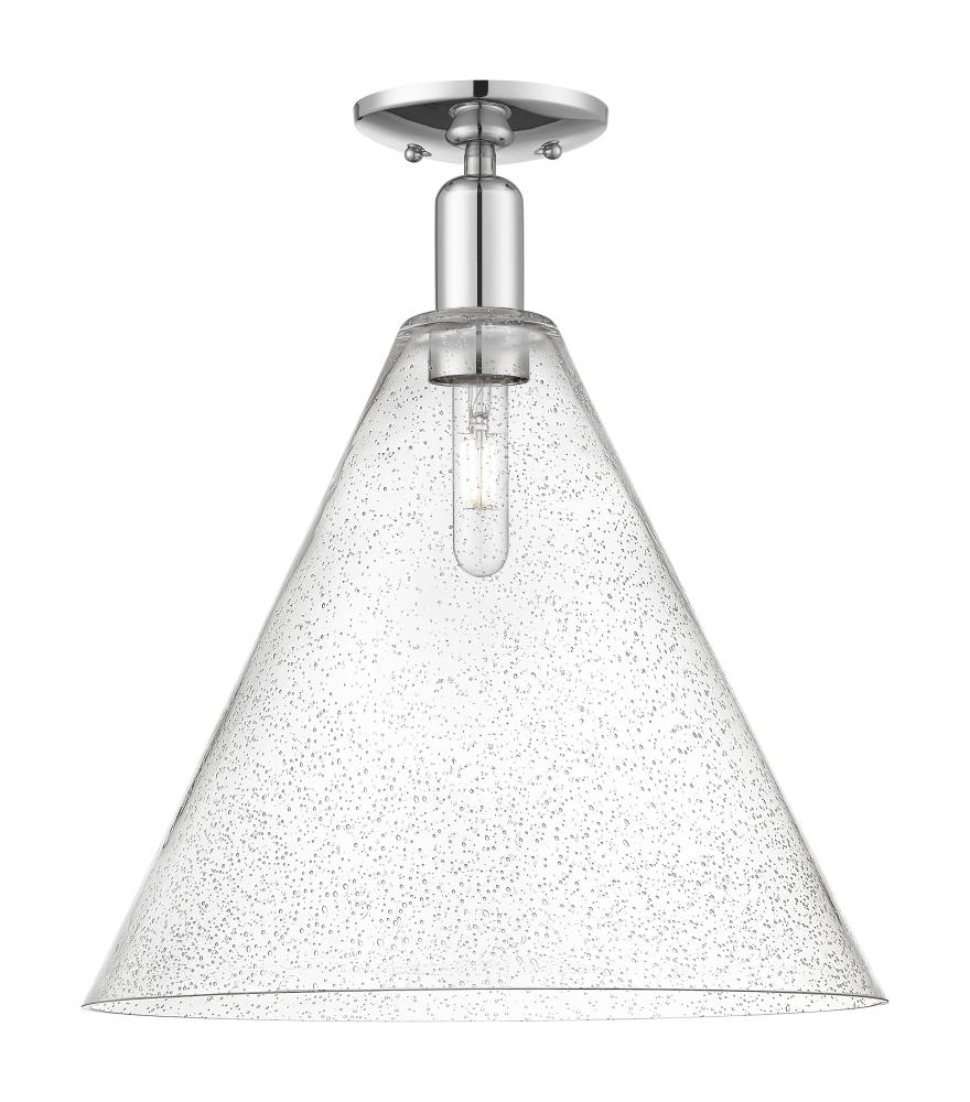 Berkshire Glass - 1 Light - 16 inch - Polished Chrome - Semi-Flush Mount