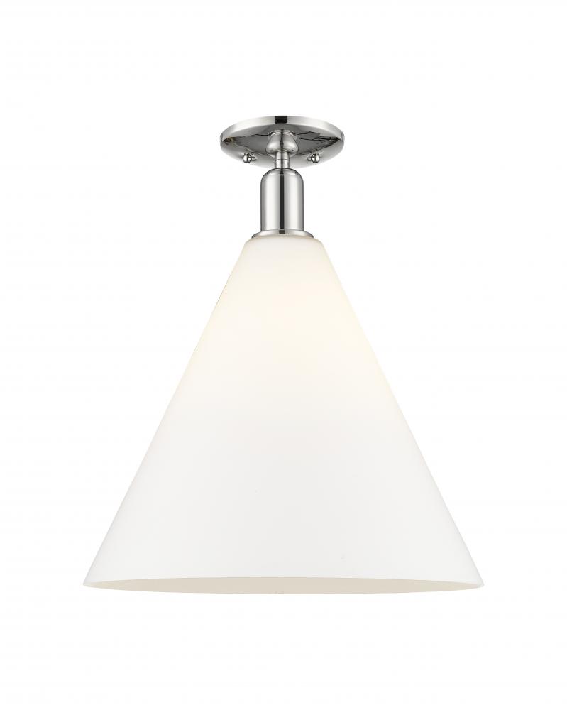 Berkshire Glass - 1 Light - 16 inch - Polished Nickel - Semi-Flush Mount