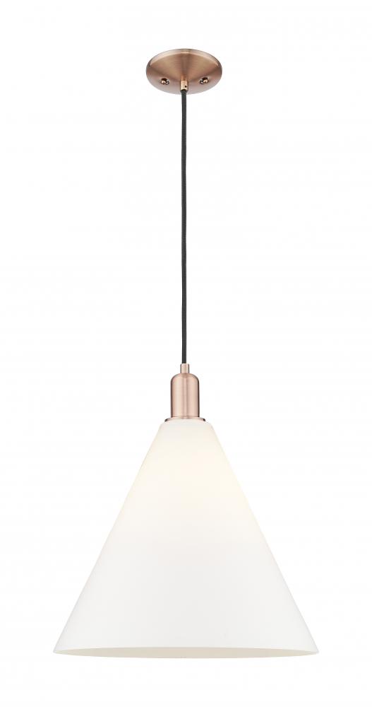 Berkshire Glass - 1 Light - 16 inch - Antique Copper - Cord hung - Mini Pendant