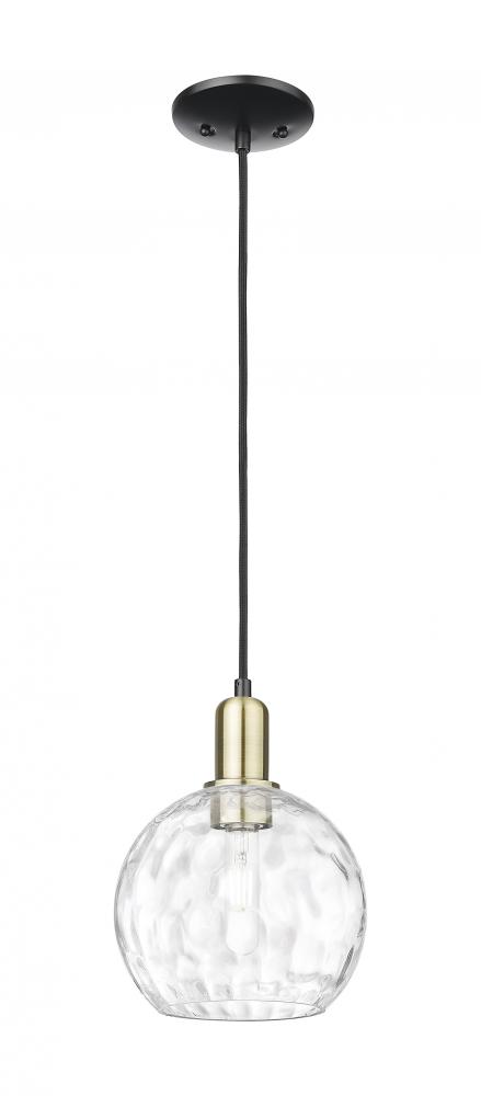 Athens Water Glass - 1 Light - 8 inch - Black Antique Brass - Cord hung - Mini Pendant