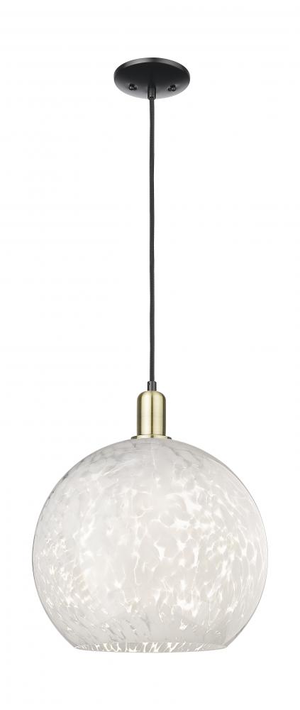 White Mouchette - 1 Light - 14 inch - Black Antique Brass - Cord hung - Mini Pendant