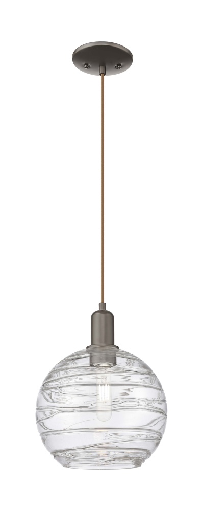 Athens Deco Swirl - 1 Light - 10 inch - Oil Rubbed Bronze - Cord hung - Mini Pendant