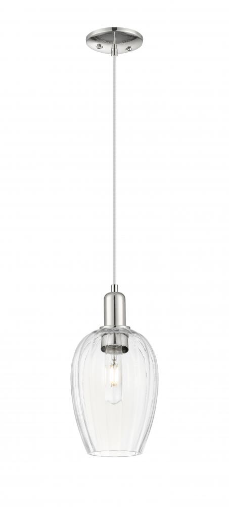 Preston Flute - 1 Light - 6 inch - Polished Nickel - Cord hung - Mini Pendant