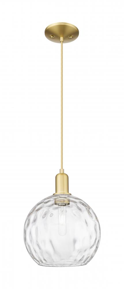 Athens Water Glass - 1 Light - 10 inch - Satin Gold - Cord hung - Mini Pendant