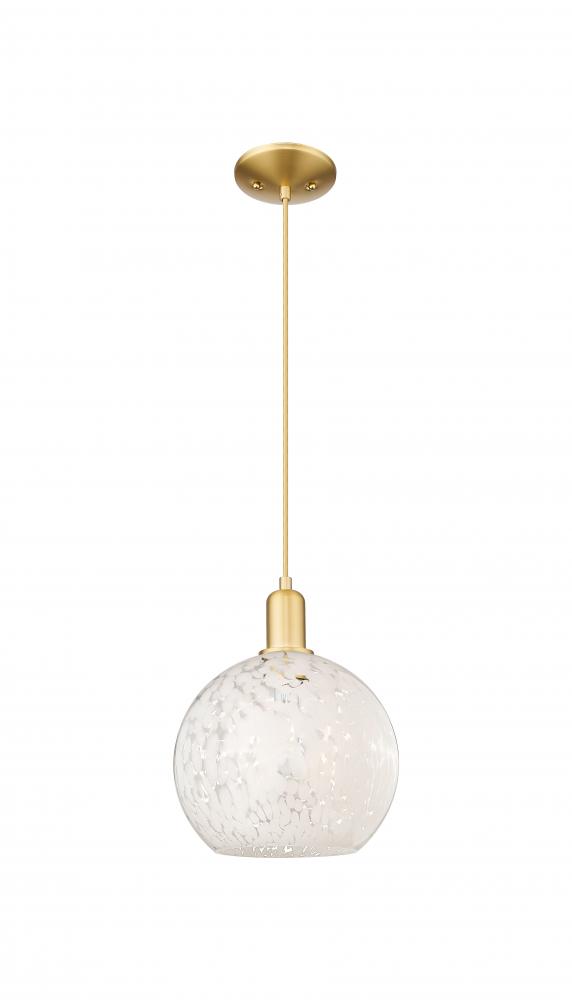 White Mouchette - 1 Light - 10 inch - Satin Gold - Cord hung - Mini Pendant