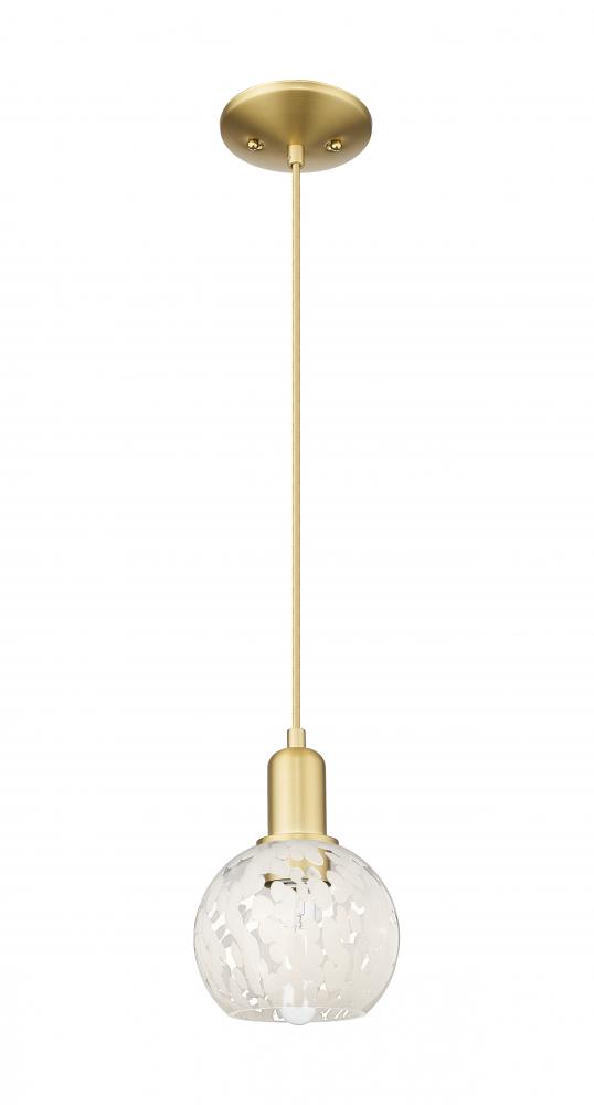 White Mouchette - 1 Light - 6 inch - Satin Gold - Cord hung - Mini Pendant