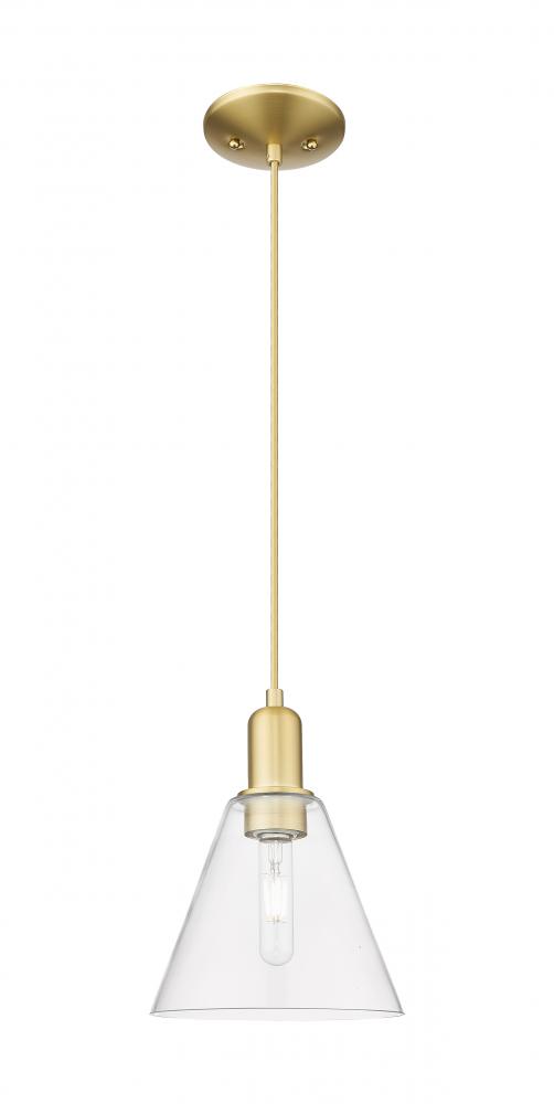 Berkshire Glass - 1 Light - 8 inch - Satin Gold - Cord hung - Mini Pendant