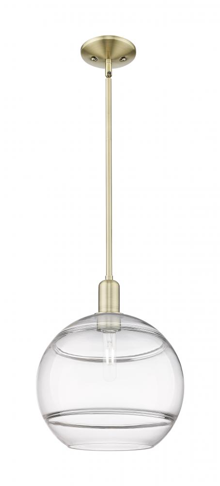 Rochester - 1 Light - 12 inch - Antique Brass - Stem hung - Mini Pendant