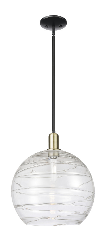 Athens Deco Swirl - 1 Light - 14 inch - Black Antique Brass - Stem hung - Mini Pendant