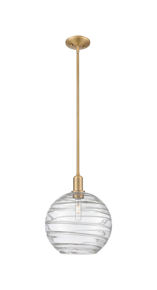 Athens Deco Swirl - 1 Light - 12 inch - Brushed Brass - Stem hung - Mini Pendant