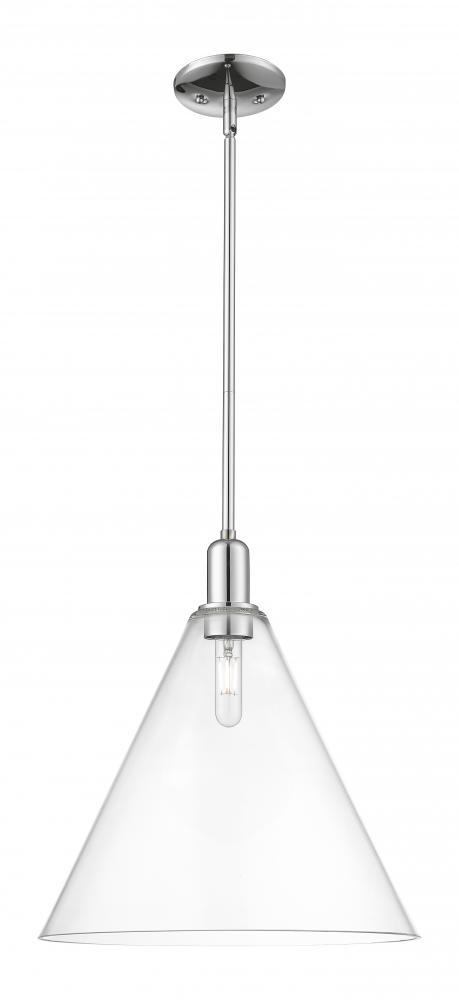 Berkshire Glass - 1 Light - 16 inch - Polished Chrome - Stem hung - Mini Pendant