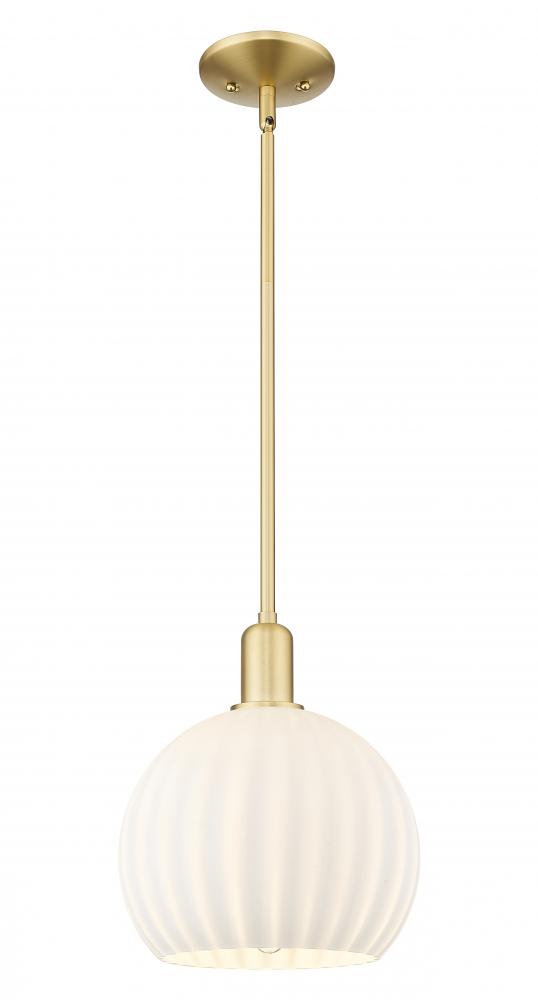 White Venetian - 1 Light - 10 inch - Satin Gold - Stem hung - Mini Pendant