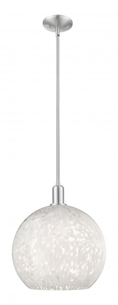 White Mouchette - 1 Light - 14 inch - Brushed Satin Nickel - Stem hung - Mini Pendant