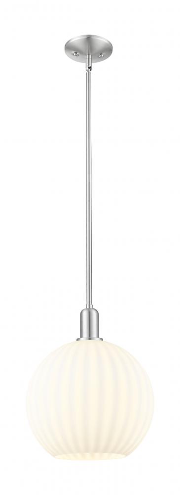 White Venetian - 1 Light - 12 inch - Brushed Satin Nickel - Stem hung - Mini Pendant