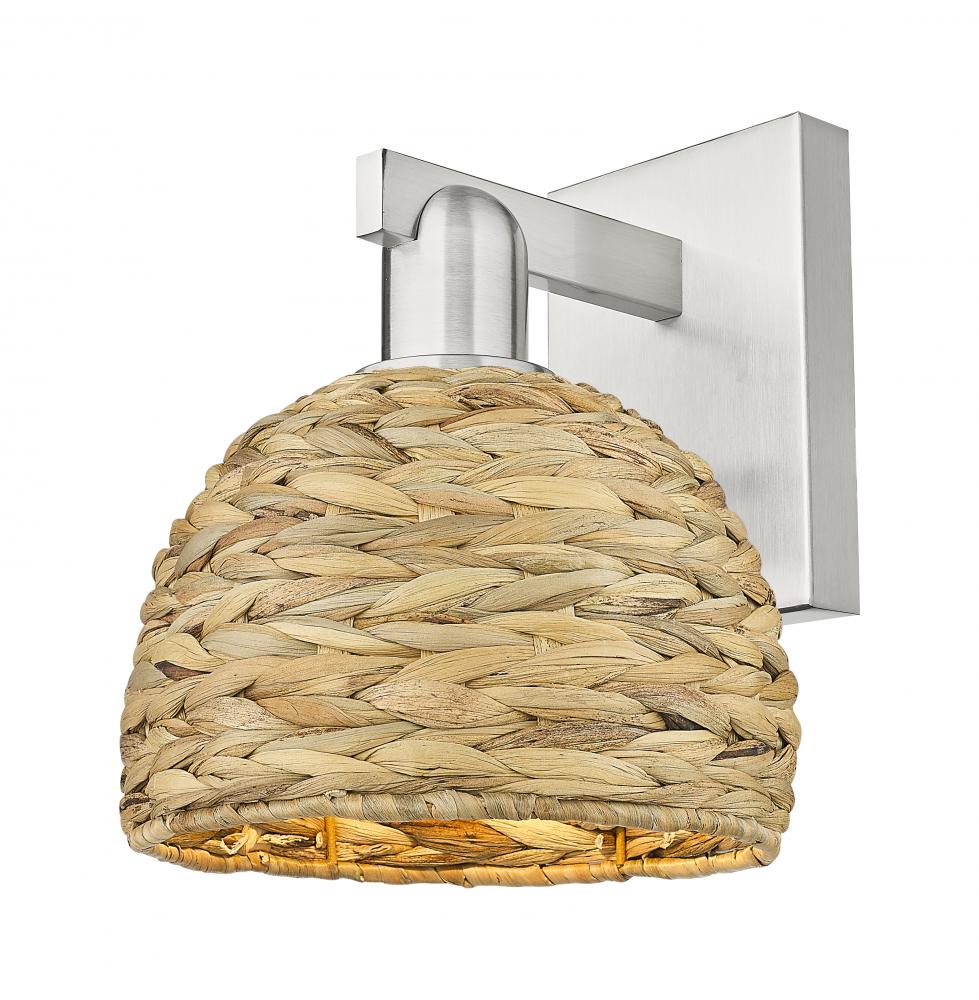 Woven Rattan - 1 Light - 8 inch - Brushed Satin Nickel - Sconce