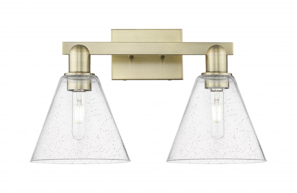 Berkshire Glass - 2 Light - 19 inch - Antique Brass - Bath Vanity Light
