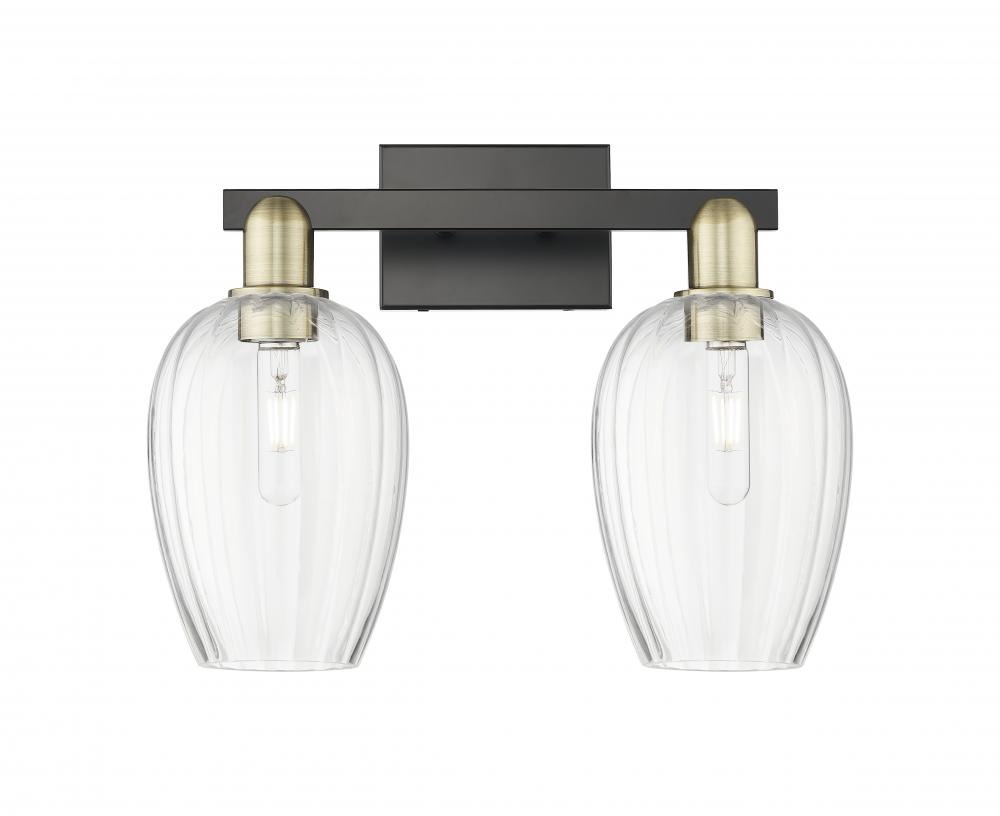 Preston Flute - 2 Light - 16 inch - Black Antique Brass - Bath Vanity Light