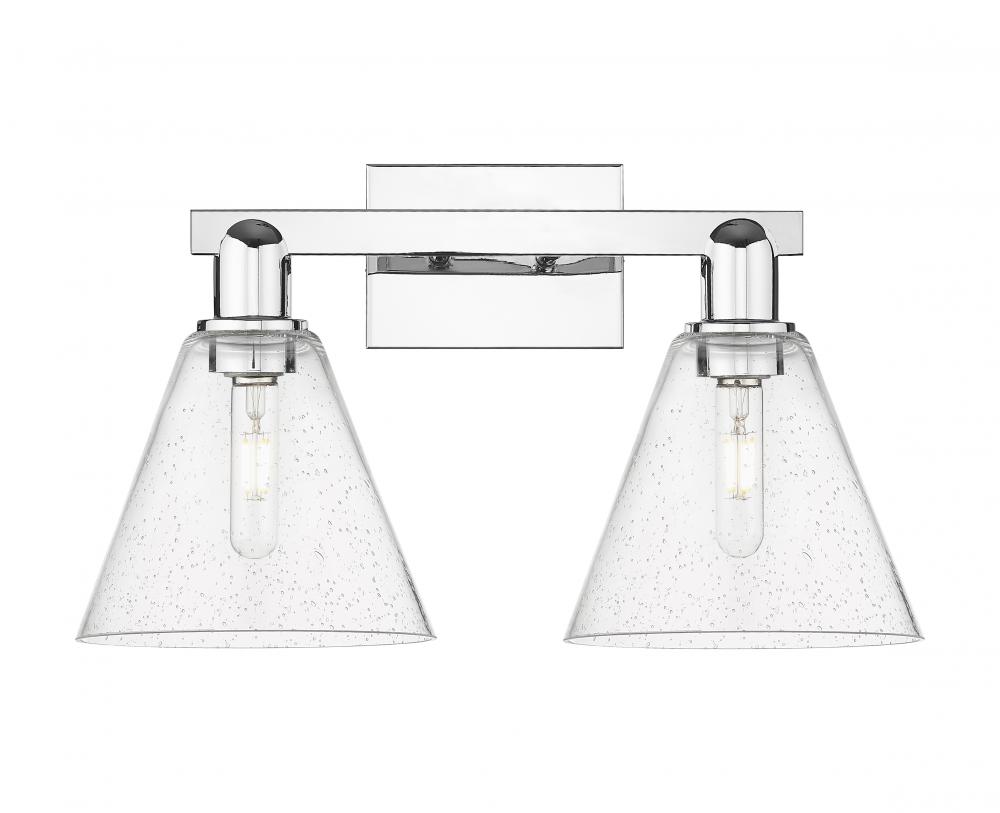 Berkshire Glass - 2 Light - 19 inch - Polished Chrome - Bath Vanity Light