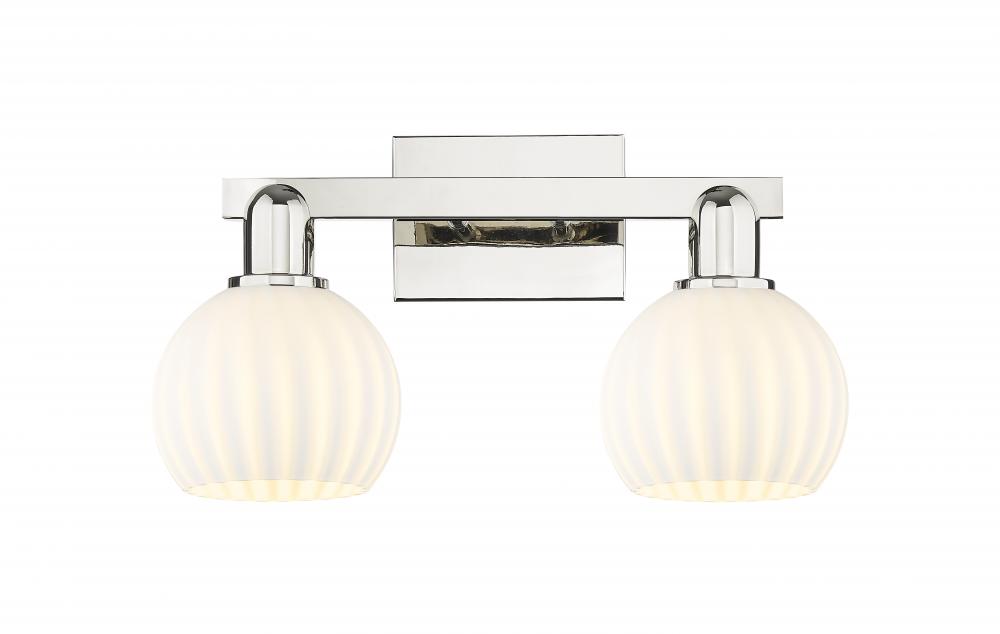 White Venetian - 2 Light - 17 inch - Polished Nickel - Bath Vanity Light