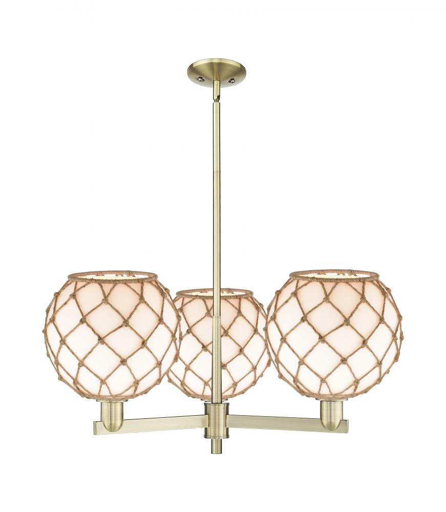 Farmhouse Rope - 3 Light - 32 inch - Antique Brass - Stem hung - Pendant