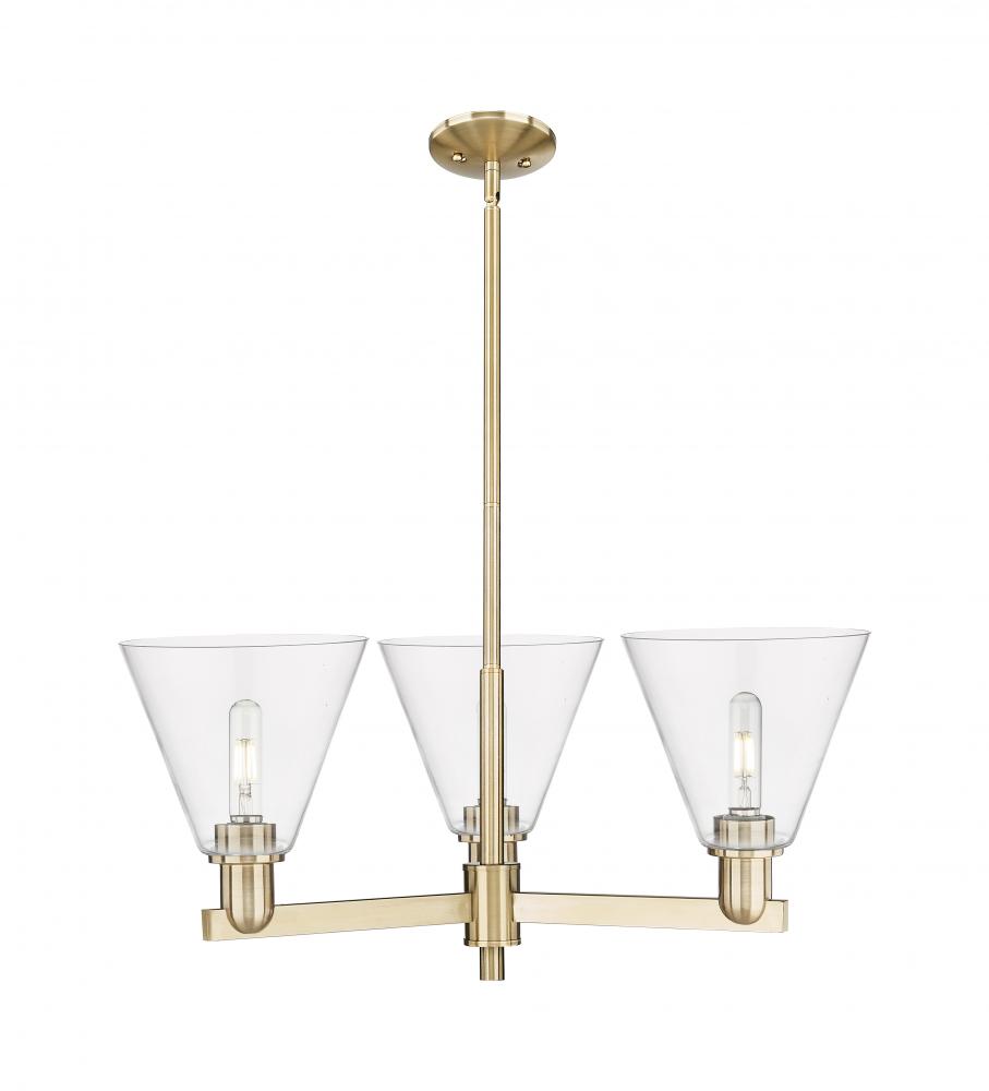 Berkshire Glass - 3 Light - 30 inch - Champagne Bronze - Stem hung - Pendant
