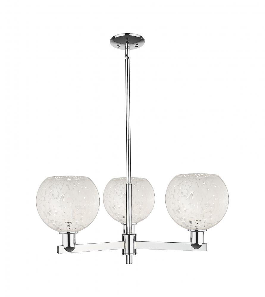White Mouchette - 3 Light - 30 inch - Polished Chrome - Stem hung - Pendant