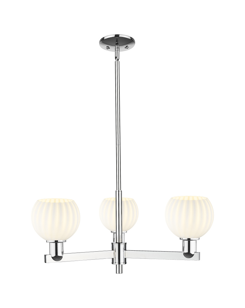 White Venetian - 3 Light - 28 inch - Polished Chrome - Stem hung - Pendant