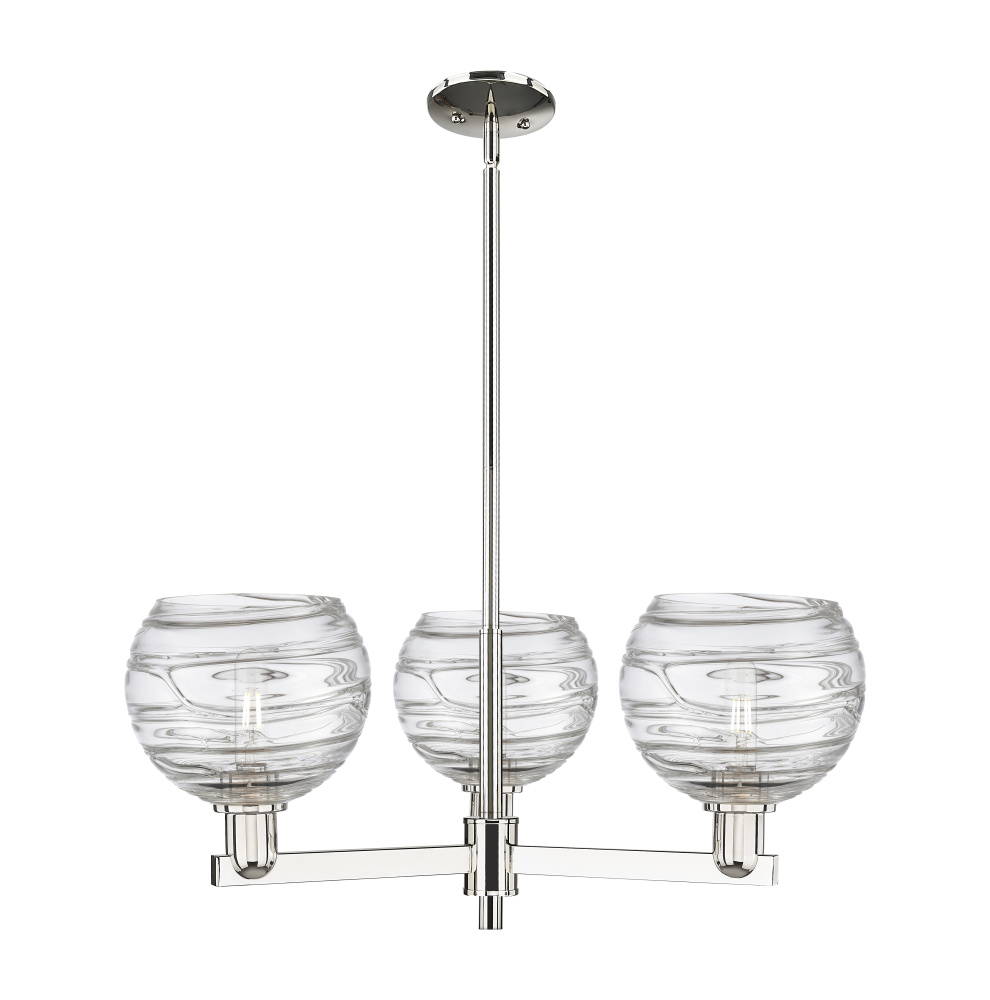 Athens Deco Swirl - 3 Light - 30 inch - Polished Nickel - Stem hung - Pendant