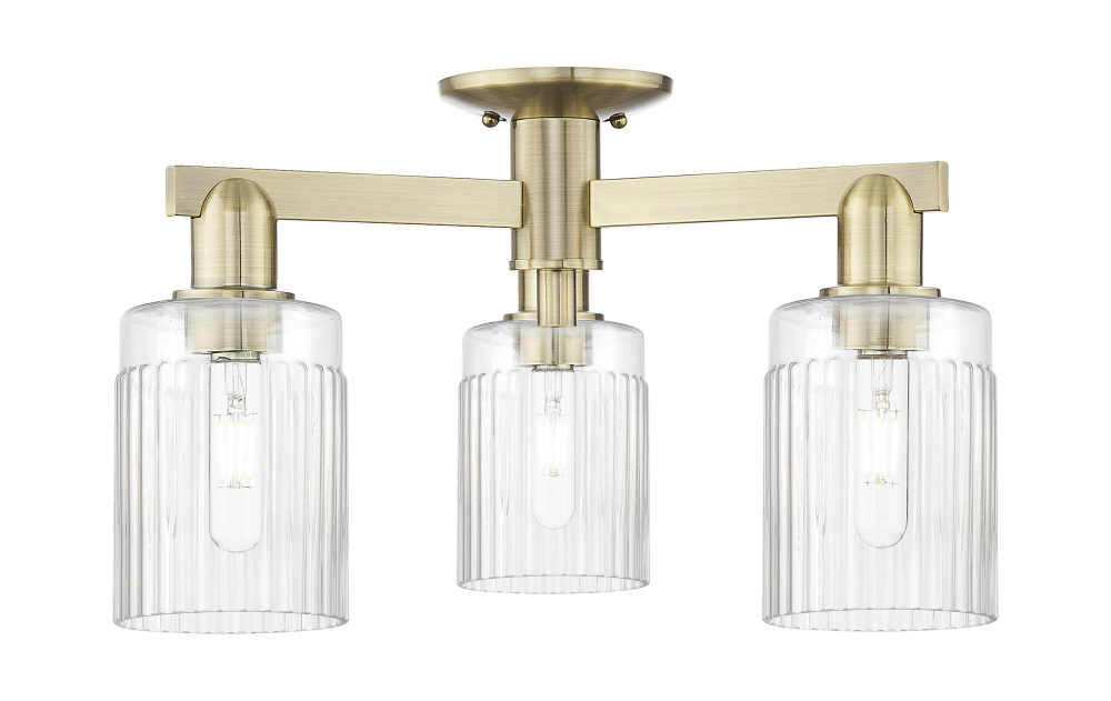 Hadley - 3 Light - 22 inch - Black Antique Brass - Semi-Flush Mount