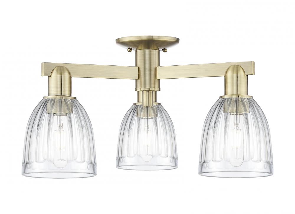 Brookfield - 3 Light - 23 inch - Antique Brass - Semi-Flush Mount