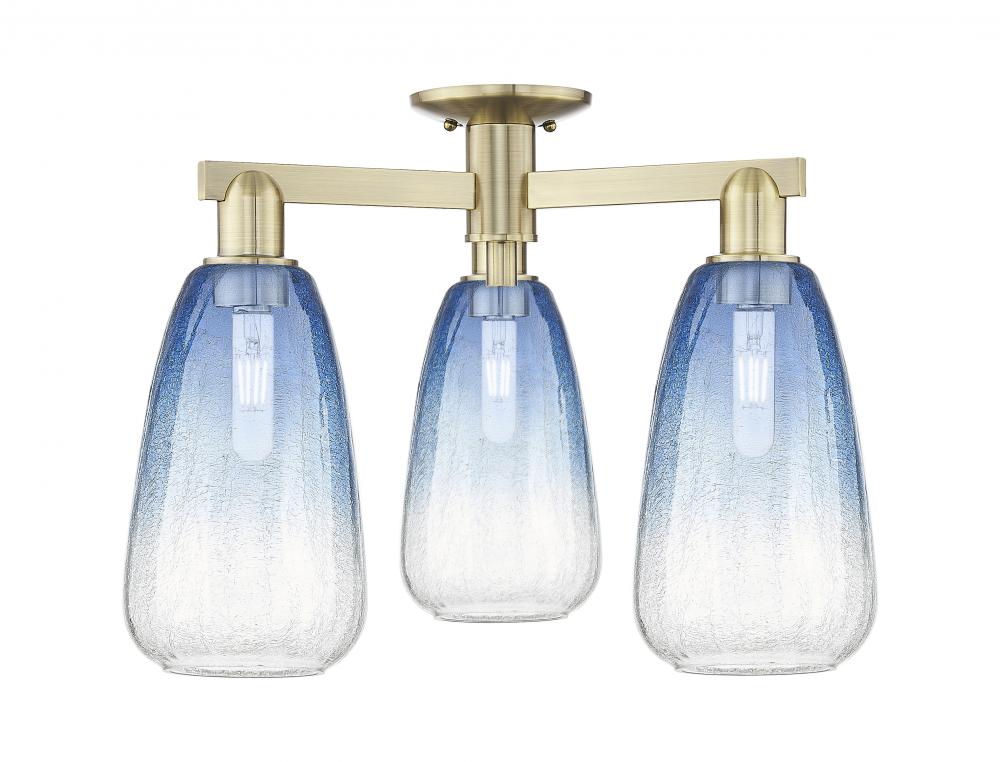 Brookhaven Almond - 3 Light - 6 inch - Antique Brass - Semi-Flush Mount