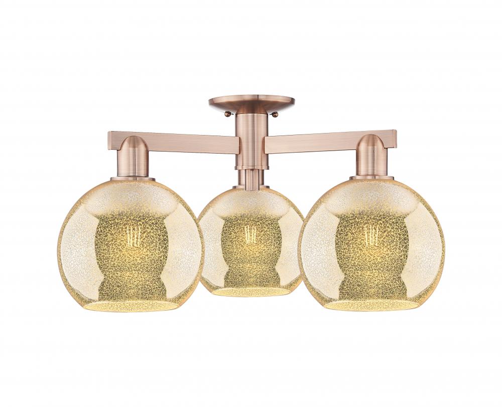Athens - 3 Light - 26 inch - Antique Copper - Semi-Flush Mount