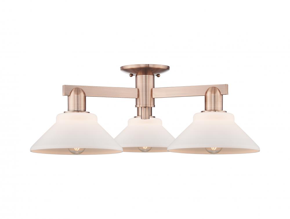 Orwell - 3 Light - 26 inch - Antique Copper - Semi-Flush Mount