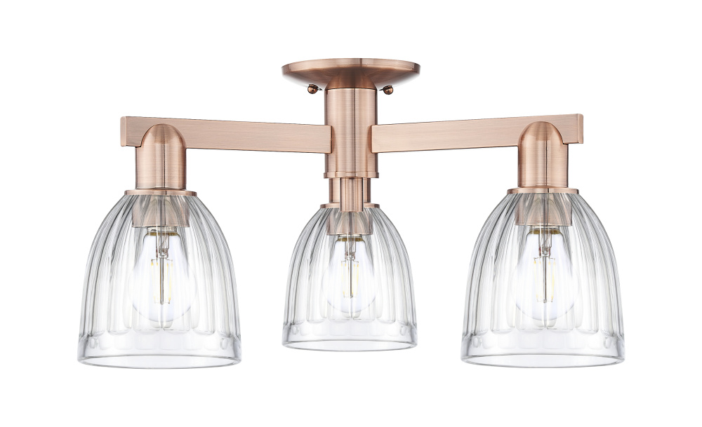Brookfield - 3 Light - 23 inch - Antique Copper - Semi-Flush Mount
