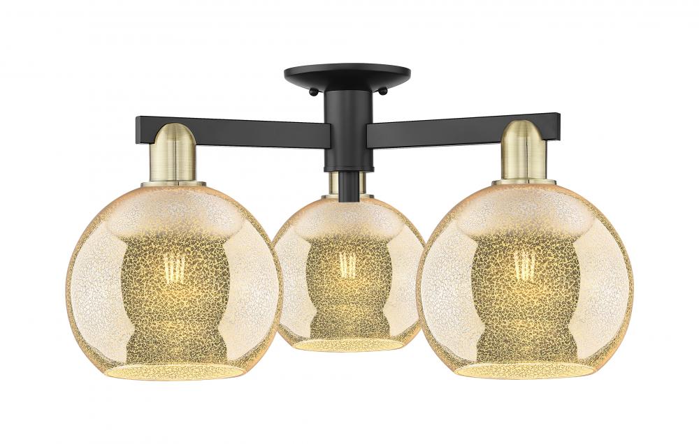 Athens - 3 Light - 26 inch - Black Antique Brass - Semi-Flush Mount