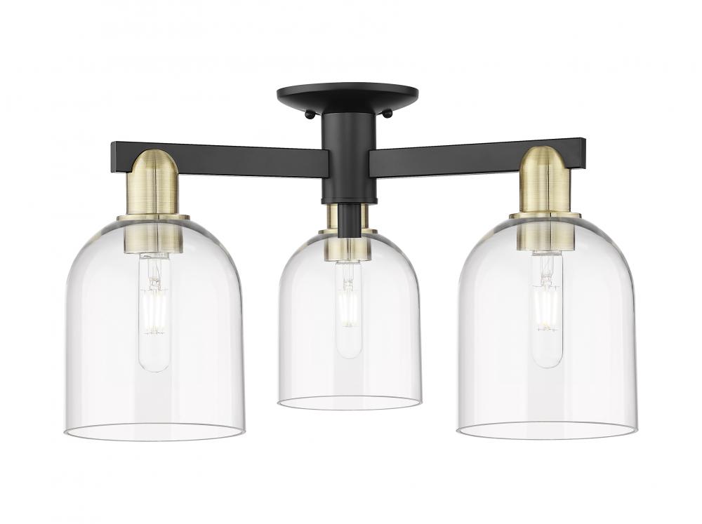 Bella - 3 Light - 23 inch - Black Antique Brass - Semi-Flush Mount