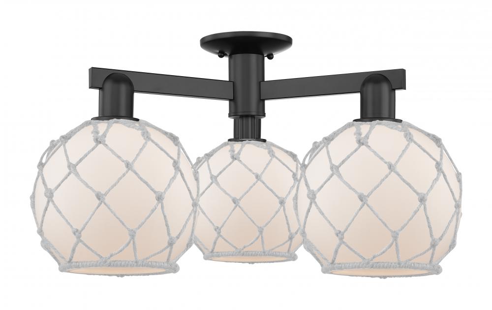 Farmhouse Rope - 3 Light - 26 inch - Matte Black - Semi-Flush Mount