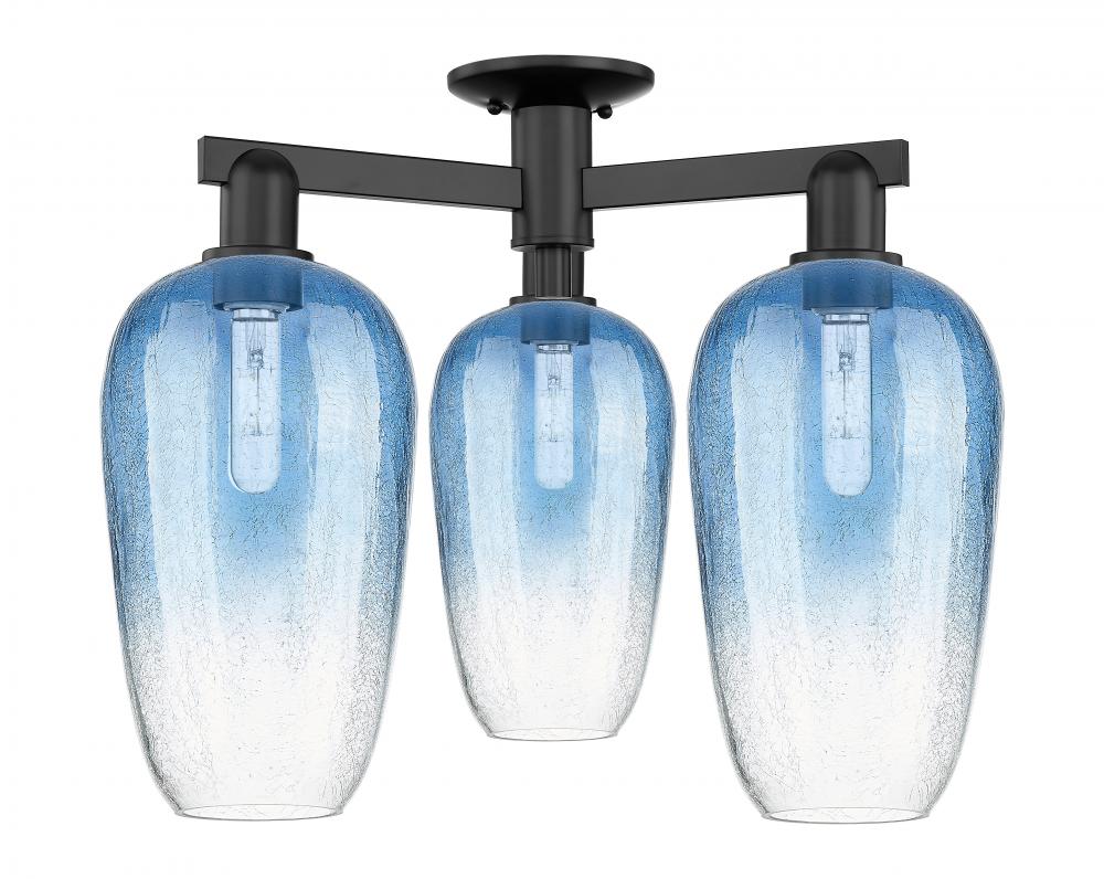 Brookhaven Flute - 3 Light - 6 inch - Matte Black - Semi-Flush Mount