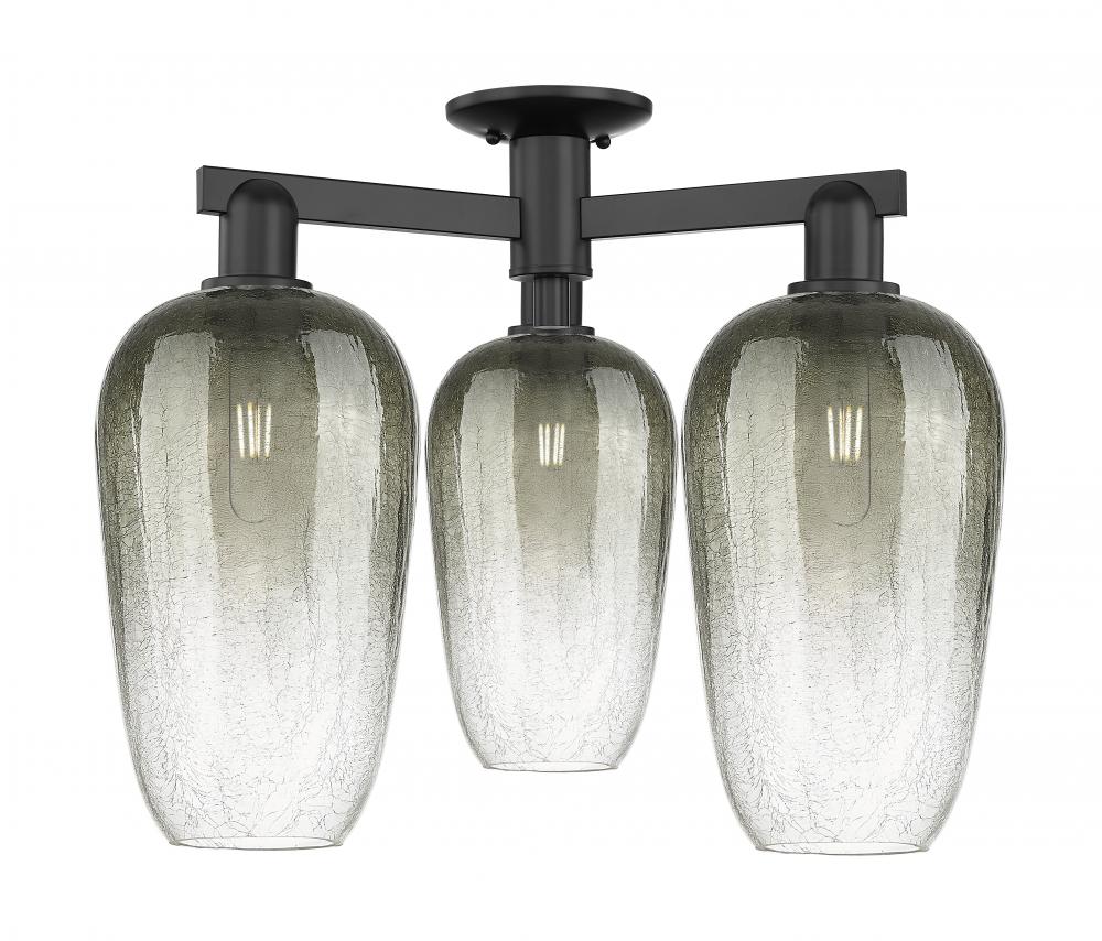 Brookhaven Flute - 3 Light - 6 inch - Matte Black - Semi-Flush Mount