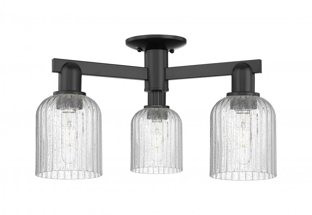 Bridal Veil - 3 Light - 6 inch - Matte Black - Semi-Flush Mount