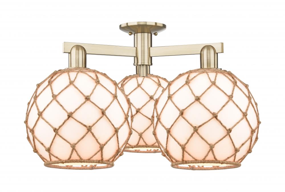 Farmhouse Rope - 3 Light - 28 inch - Champagne Bronze - Semi-Flush Mount