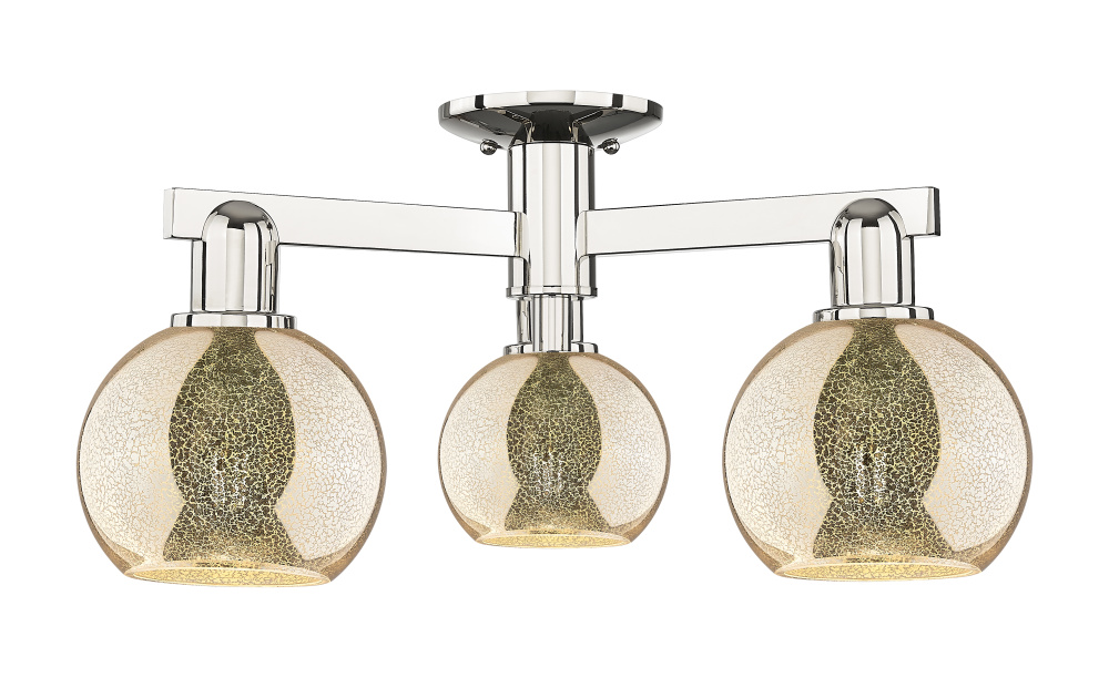 Athens - 3 Light - 23 inch - Polished Nickel - Semi-Flush Mount