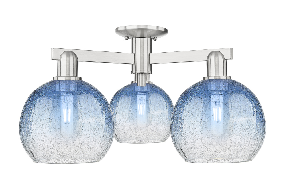 Brookhaven Globe - 3 Light - 6 inch - Brushed Satin Nickel - Semi-Flush Mount