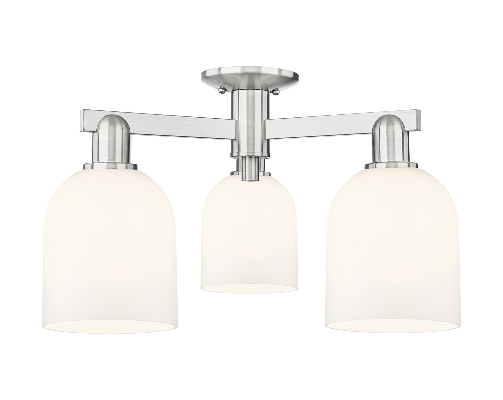 Bella - 3 Light - 23 inch - Brushed Satin Nickel - Semi-Flush Mount