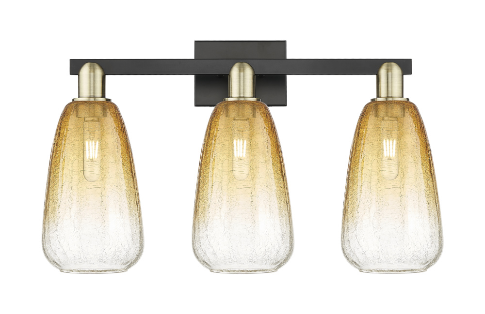 Brookhaven Almond - 3 Light - 26 inch - Black Antique Brass - Bath Vanity Light