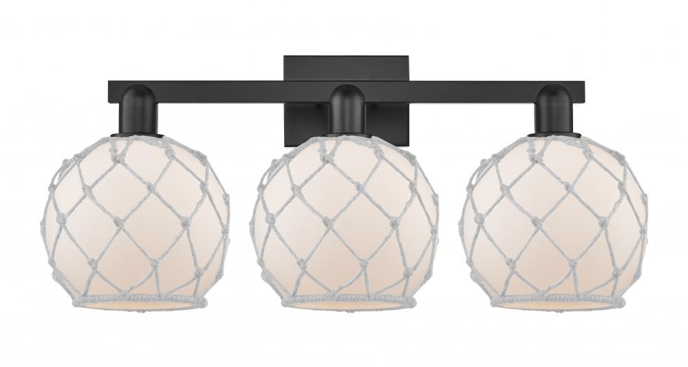 Farmhouse Rope - 3 Light - 27 inch - Matte Black - Bath Vanity Light