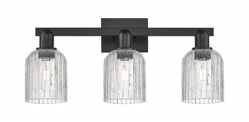 Bridal Veil - 3 Light - 26 inch - Matte Black - Bath Vanity Light