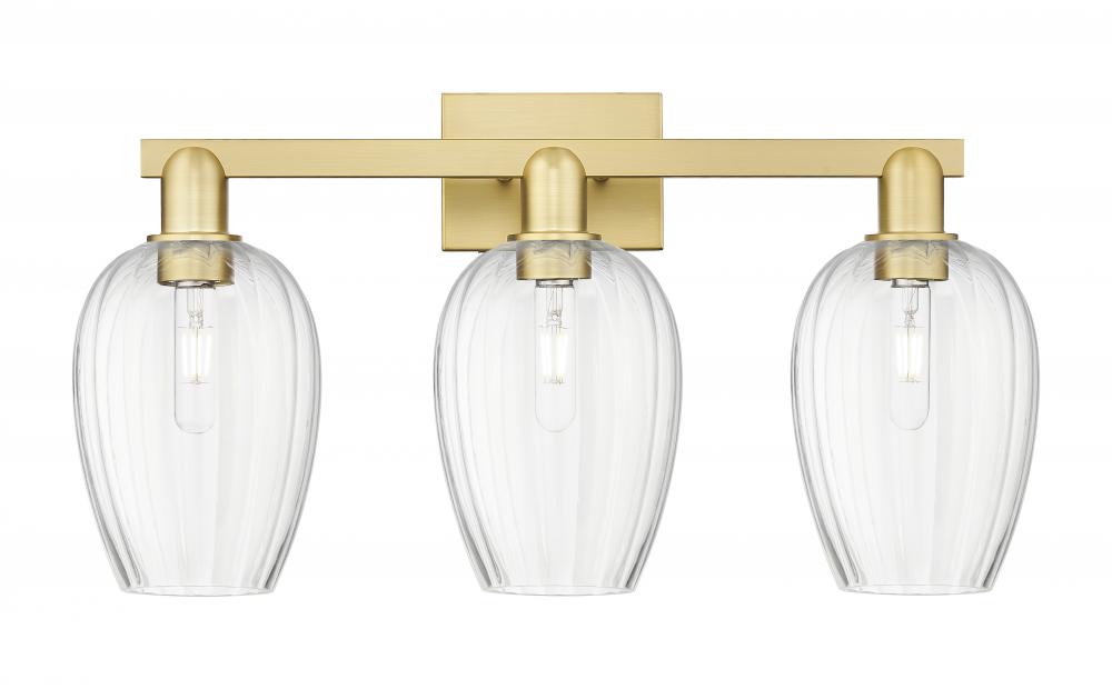 Preston Flute - 3 Light - 26 inch - Satin Gold - Bath Vanity Light