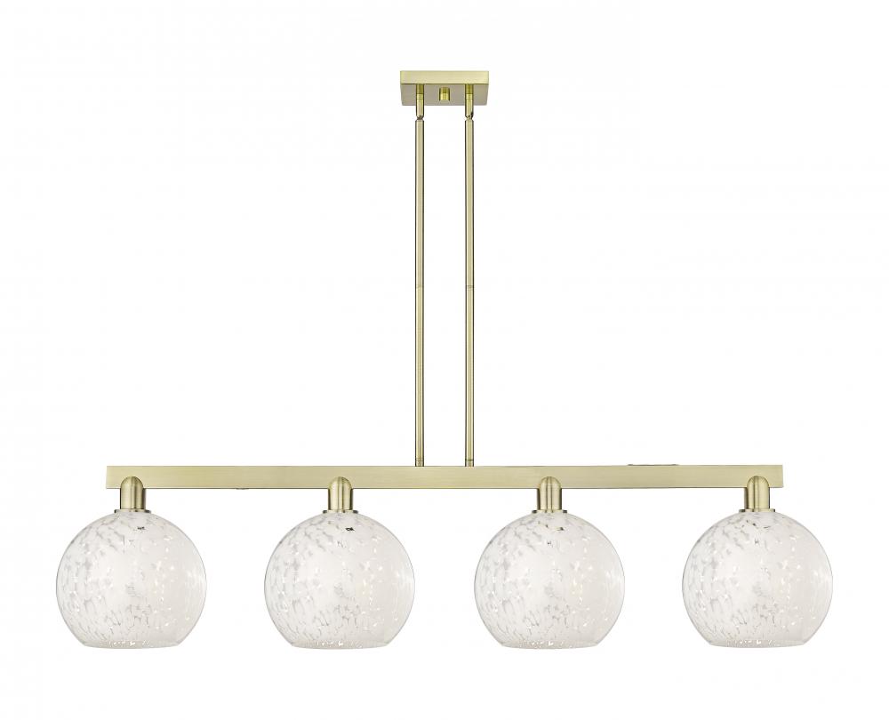 White Mouchette - 4 Light - 53 inch - Satin Gold - Stem hung - Island Light