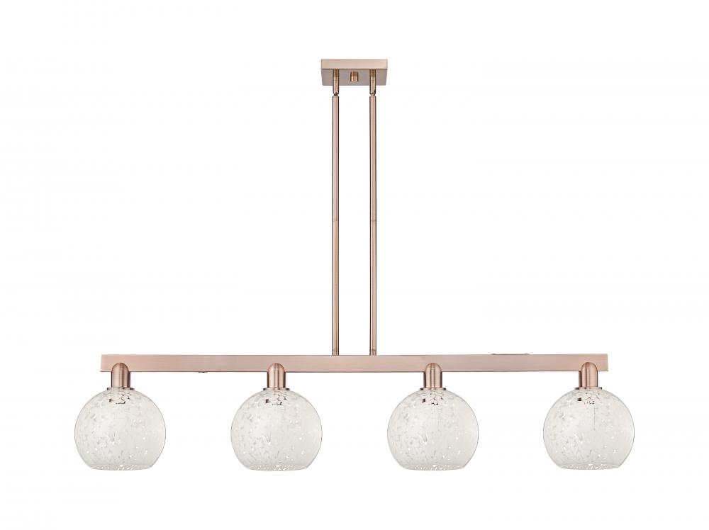 White Mouchette - 4 Light - 51 inch - Brushed Satin Nickel - Stem hung - Island Light